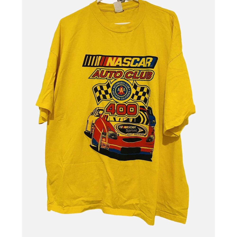 NASCAR Shirt Men Plus Size 2XL Auto Club 400 Race Fontana California Yellow Used